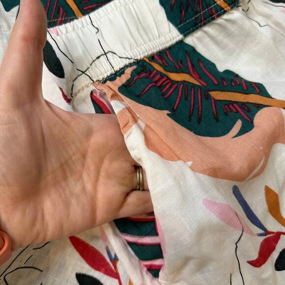 Cynthia Rowley Women's Plus 100% Linen Lightweight Leaf Print Pull-On Pants 2X - Picture 3 of 7